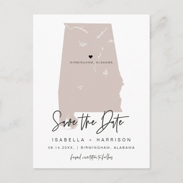 QUINN - Alabama Carte Enregistrer la date (Coeur m (Devant)