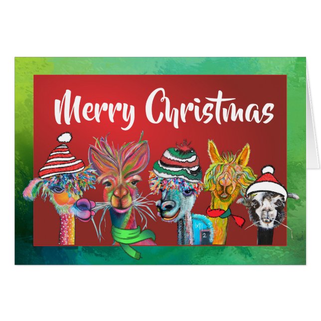 Quirky Alpacas Joyeux Noël carte 19-4 (Devant horizontal)