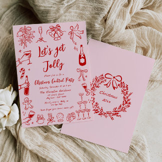 Quirky Christmas Cocktail Party Invitation Doodle
