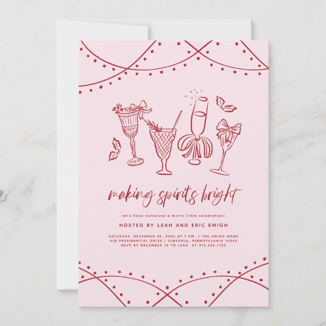 Quirky Cocktail Christmas Party Invitation (Devant)