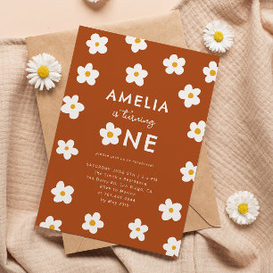 Quirky Daisy Girl 1er Anniversaire Fête Invitation