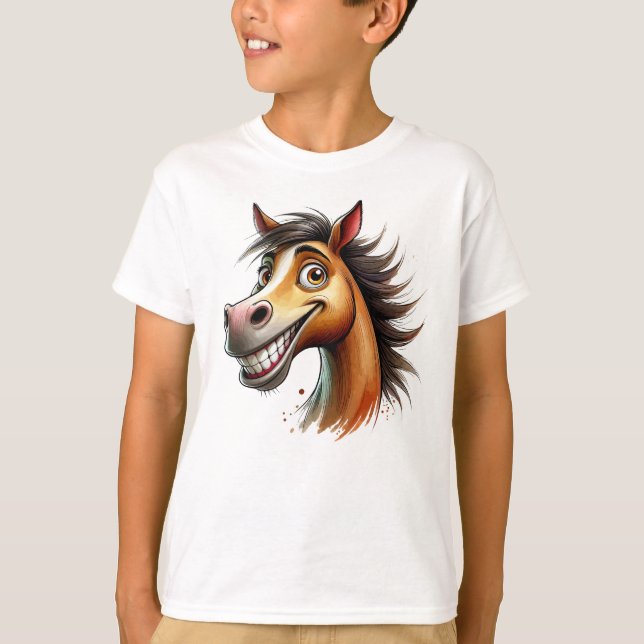 Quirky Horse Watercolor Tshirt Boys (Devant)