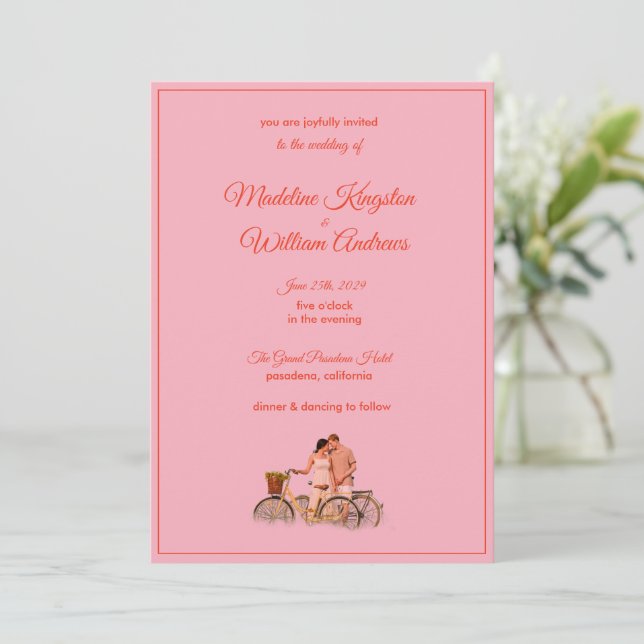 Quirky Kitschy Retro Photo Wedding Invitation (Debout devant)
