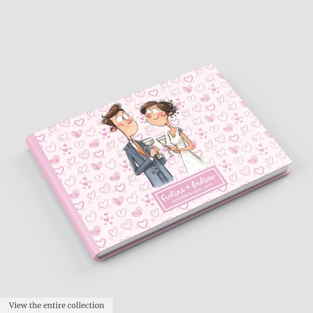 Quirky Mariage Couple Keepsaké livre d'or (Quirky Wedding Couple Keepsake Guest book)