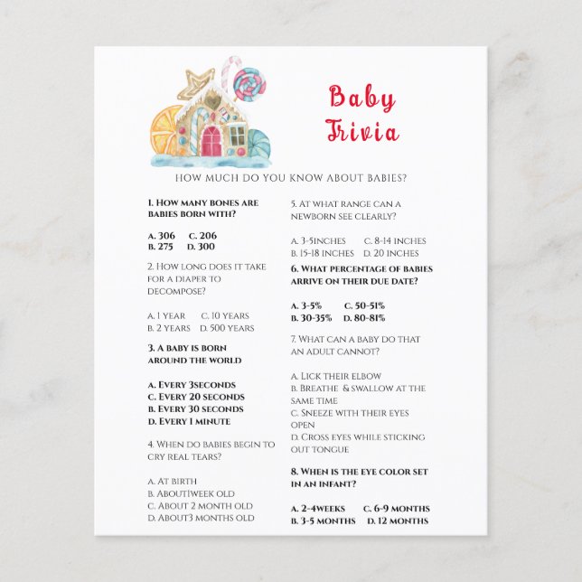 Quiz bébé d'hiver | Jeu de Baby Shower (Devant)