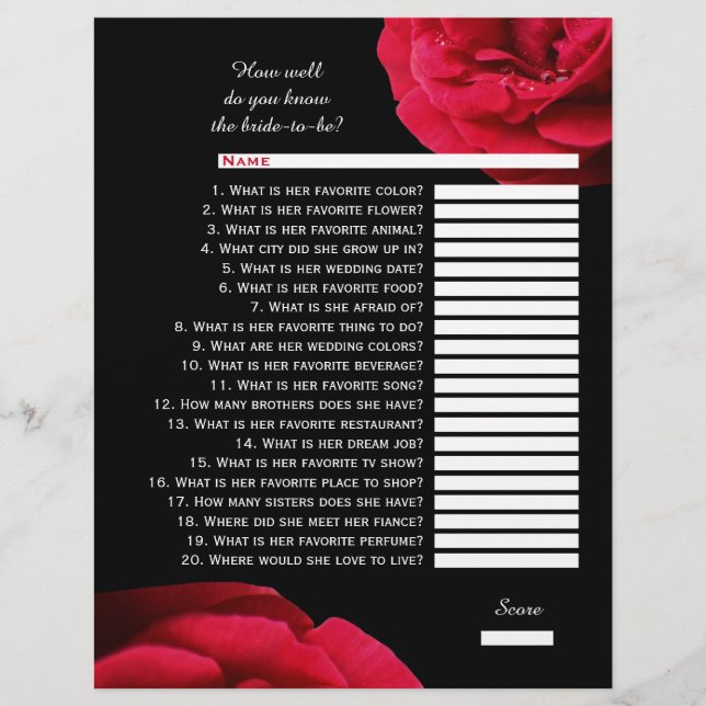 Quiz de mariage - rose rouge (Devant)
