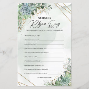 Quiz de rime de la Nursery, succulente verte eucal