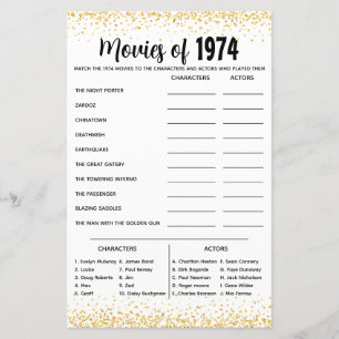 Quiz de Trivia personnalisé 1974 pour Mariage d'or