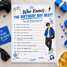 Quiz du garçon d'anniversaire