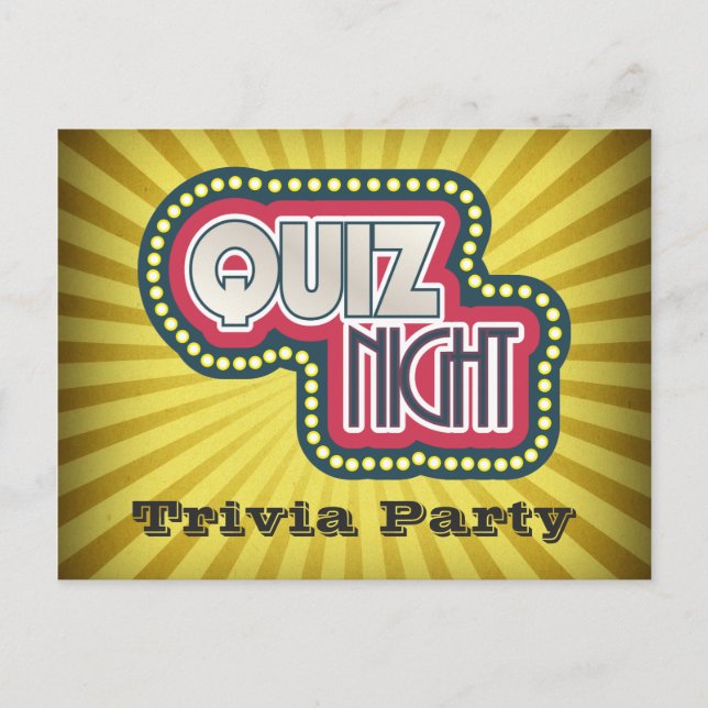 Quiz Night Trivia Party Invitation (Devant)