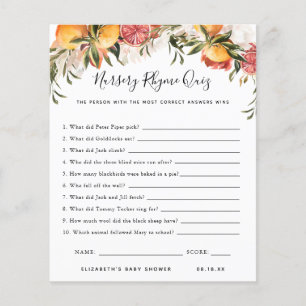 Quiz sur le rime des infirmières Jeu Baby shower