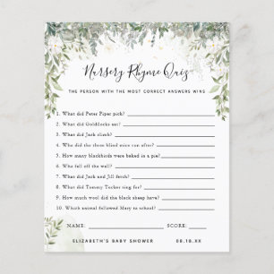 Quiz sur le rime des infirmières Jeu Baby shower