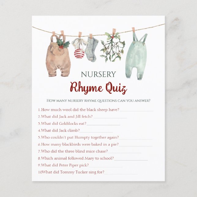 Quiz sur les comptines de Noël pour vêtements (Devant)