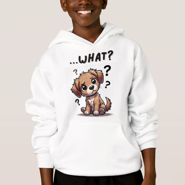 "...quoi ?" Adorable Confused Cartoon Puppy (Devant)
