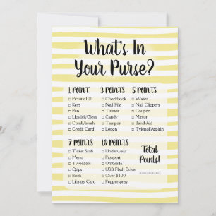 Quoi dans votre sac à main Jeu Douche jaune blanc