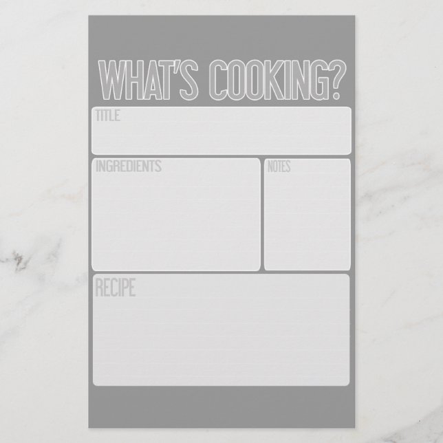 "Quoi de Cuisine" Feuilles de recettes (cadeau de  (Devant)