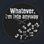 quoi que je sois en retard de toute façon horloge<br><div class="desc">Cette horloge est faite de chiffres brouillés comme il dit "Quoi qu'il en soit, je suis en retard de toute façon".</div>