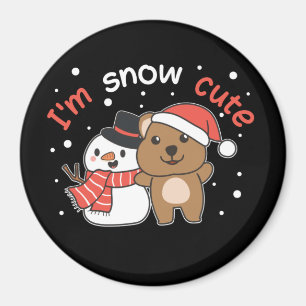 Quokka Je suis Snow mignon Snowman Pun Magnet