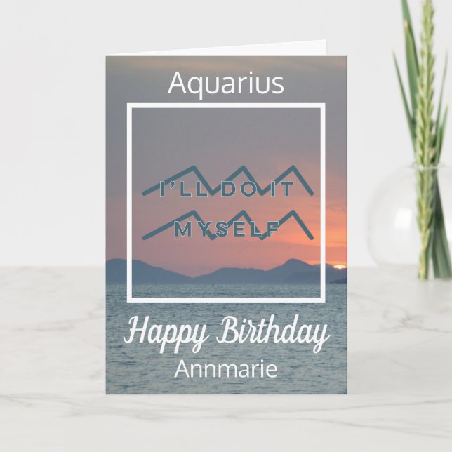 Quote Zodiac Aquarius Carte d'anniversaire bleu et (Devant)