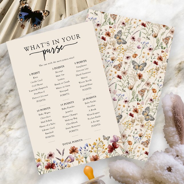 Qu'y a-t-il dans ton sac, bébé ? (Boho Wildflower What's In Your Purse Baby Game by Painted Paperie
)