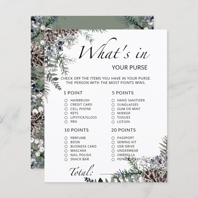 Qu'y a-t-il dans votre jeu de baby shower hivernal (Devant / Derrière)