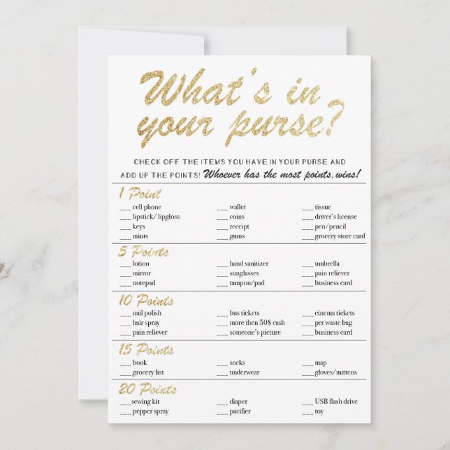 Qu'y a-t-il dans votre jeu de mariée à la bourse ? (Devant)