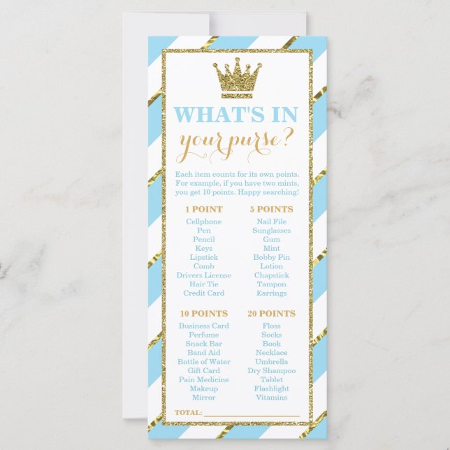 Qu'y a-t-il dans votre sac à main ? Baby shower Ga (Devant)