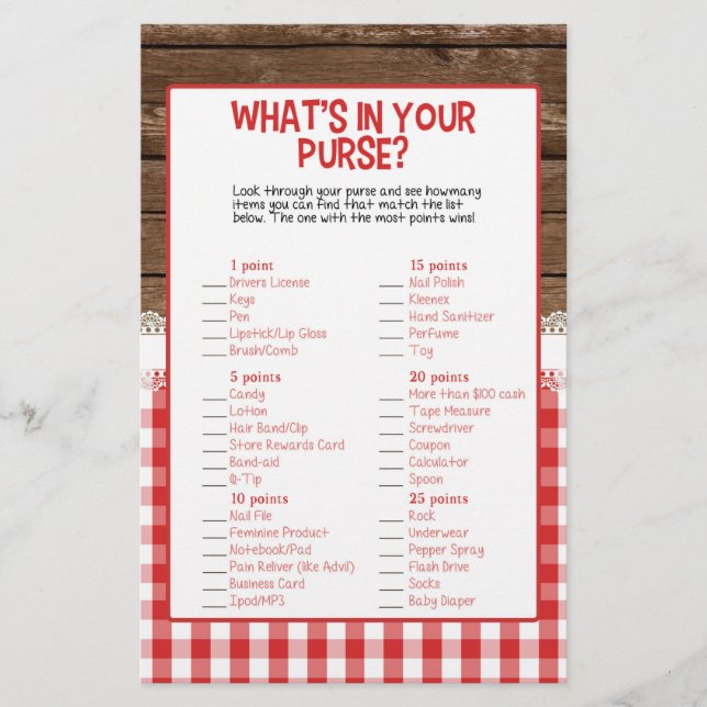 Qu'y a-t-il dans votre sac à main - Bébé rouge Q (Devant)