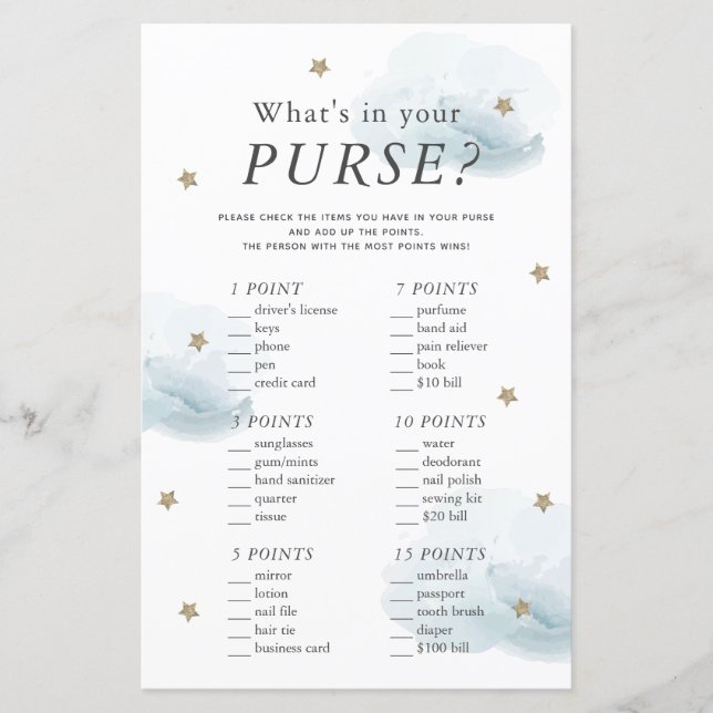 Qu'y a-t-il dans votre sac à main Star Blue Baby s (Devant)