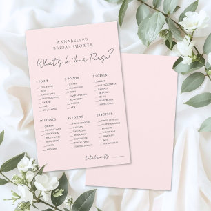 Qu'y a-t-il dans votre sac Rose jeu de Baby Shower