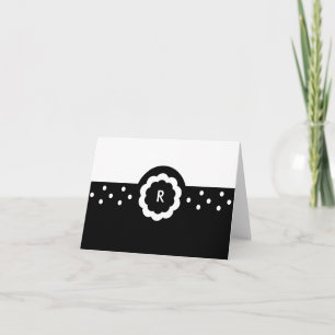 R : : Carte de note noire de monogramme et blanche