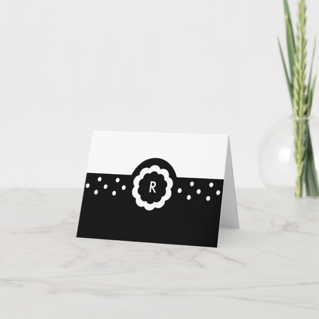 R : : Carte de note noire de monogramme et blanche (Devant)