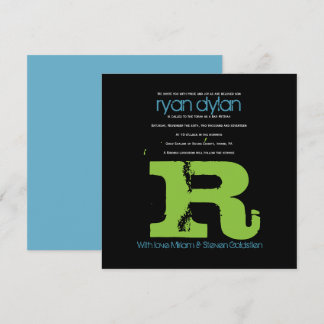 R Collection initiale Bat Bar Mitzvah Invitation