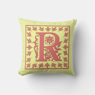 R COUSSIN INITIAL - Rose R sur Arrière - plan JAUN
