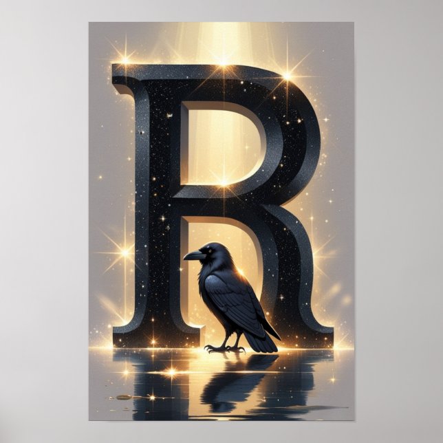 R is for Raven – Halloween Alphabet Letter Poster  (Devant)
