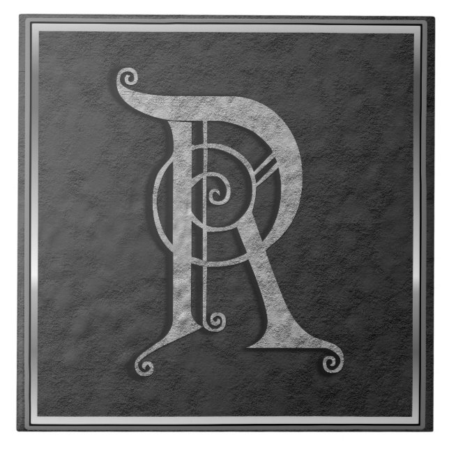 R Monogramme "Pierre grise médiévale" Carreaux en  (Devant)