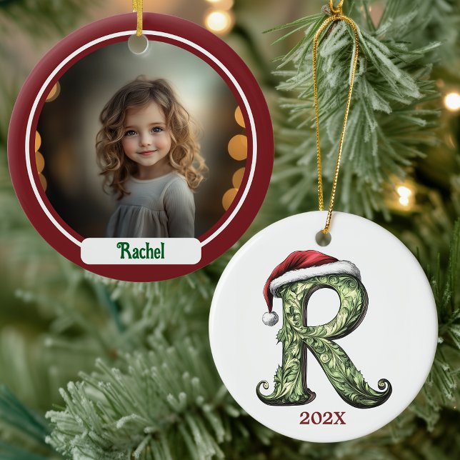 R Ornement de Noël Monogramme personnalisé (Créateur téléchargé)