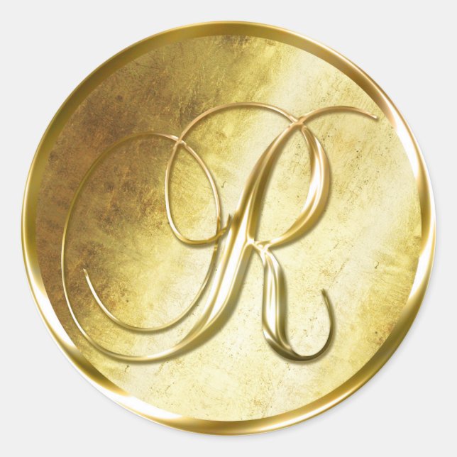 R Stickers d'enveloppe d'or Monogram Faux (Devant)