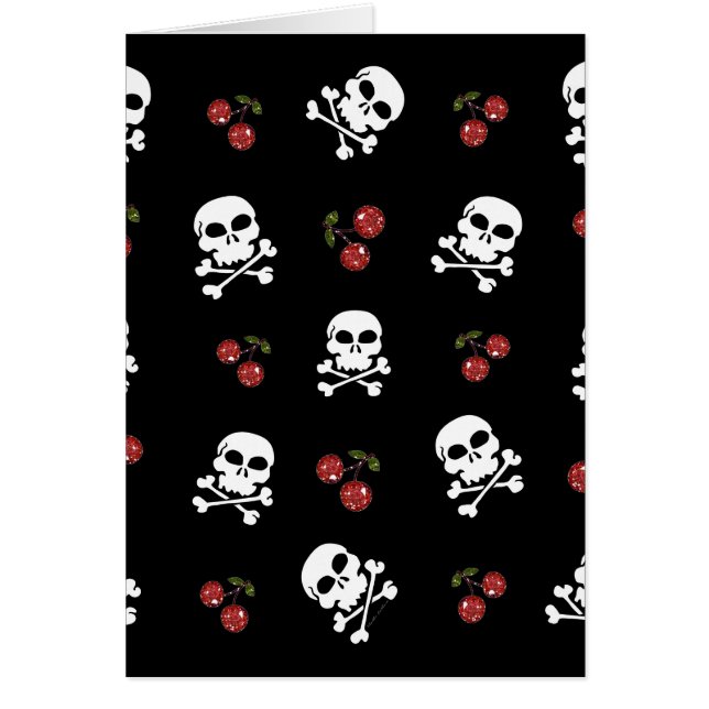 RAB Rockabilly Skuls et Cerises sur Noir (Devant)