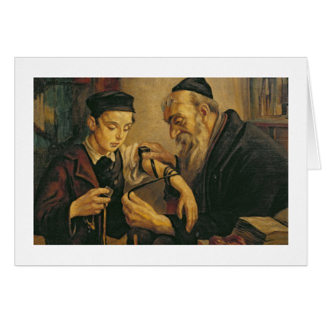 Rabbin attachant les phylactères au bras d'un (Devant horizontal)