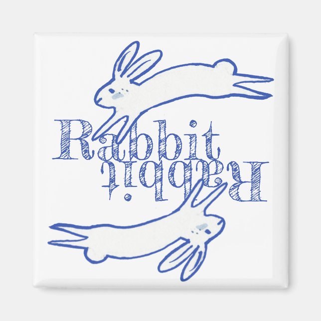 Rabbit Bleu Blanc Mois Rappel Magnet (Devant)