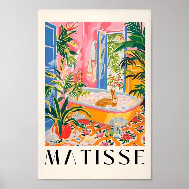 Rabbit Dans Baignoire Impression Art, Décor Maxima (Devant)