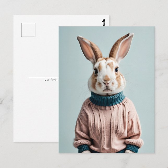 Rabbit en pull, Carte postale de poste (Devant / Derrière)