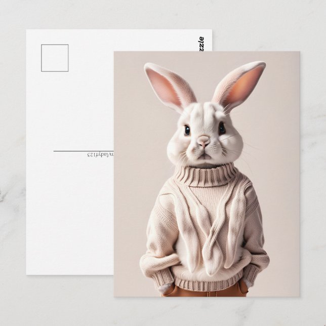 Rabbit en pull, Carte postale de poste (Devant / Derrière)