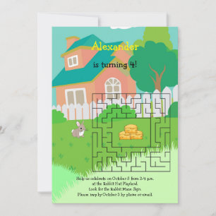 Rabbit et foin Invitations de Maze pour enfants