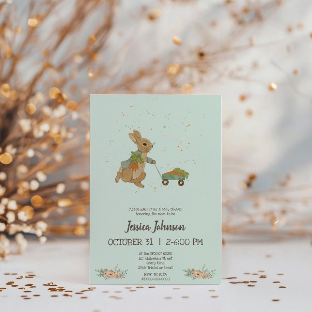 Rabbit Peter automne Baby shower Invitation (Créateur téléchargé)