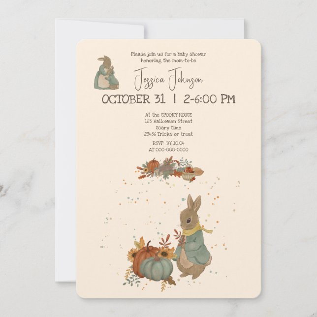 Rabbit Peter automne Baby shower Invitation (Devant)