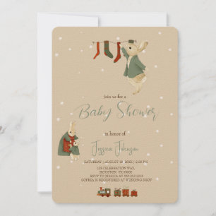Rabbit Peter noël Baby shower Invitation