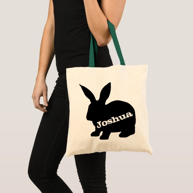 Rabbit Silhouette Personalized Name Tote Bag (Devant (produit))