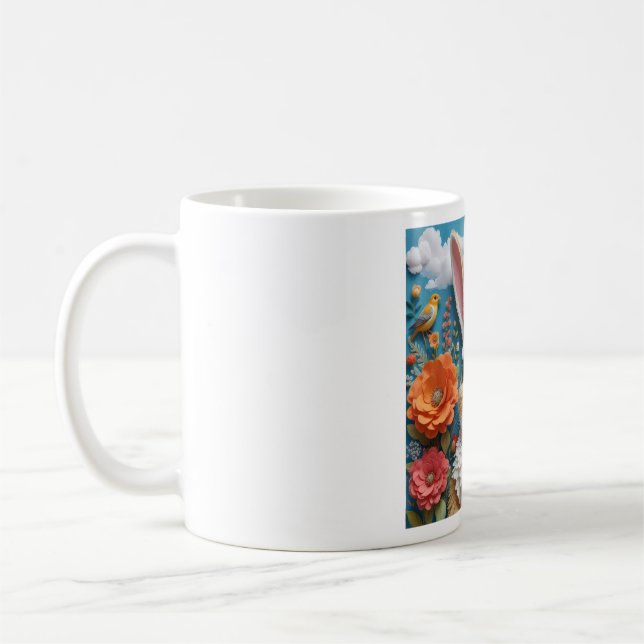 Rabbit with flowers art mug (Gauche)